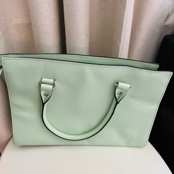 KATE SPADE New York Misty Mint w/Pink Lining Framed Leather Hand Bag Satchel - Picture 2 of 5